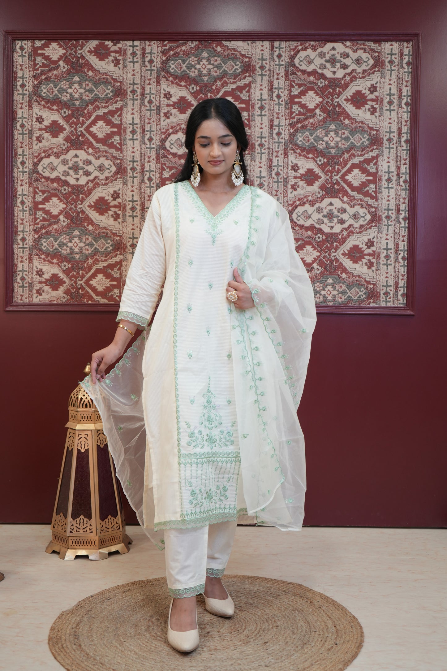 Cotton Embroidered Suit Set